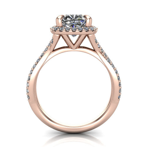 Bella Cushion Shape Halo Engagement Ring in 14K Rose Gold