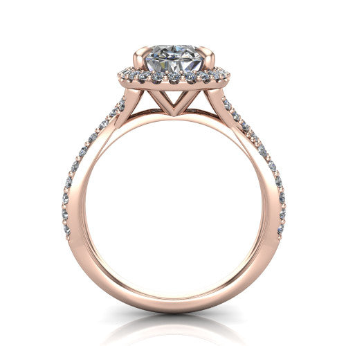 Bella Oval Shape Halo Engagement Ring in 14K Rose Gold