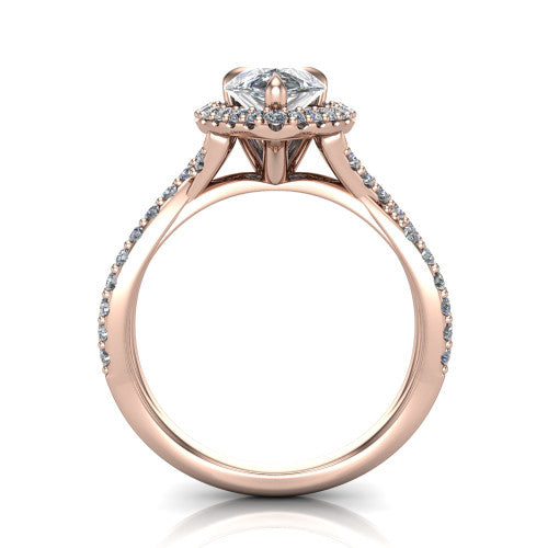 Bella Pear Shape Halo Engagement Ring in 18K Rose Gold