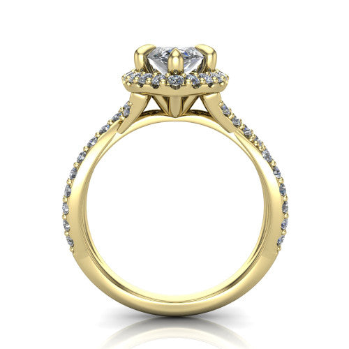 Bella Marquise Shape Halo Engagement Ring in 18K Yellow Gold