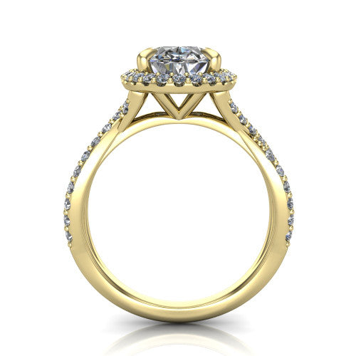 Bella Oval Shape Halo Engagement Ring in 18K Yellow Gold