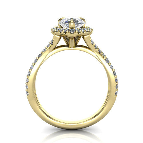 Bella Pear Shape Halo Engagement Ring in 18K Yellow Gold