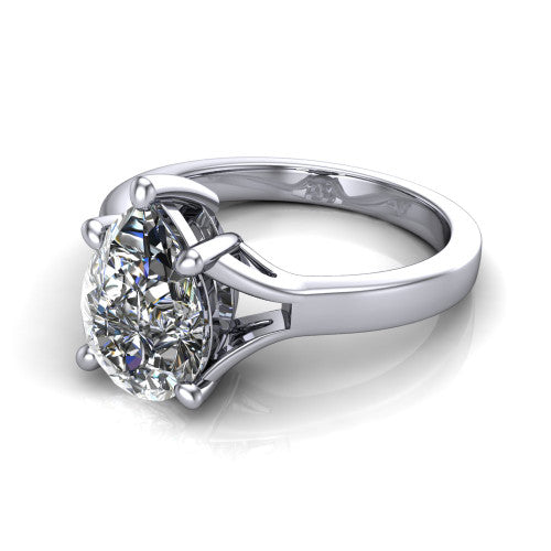 Savannah pear classic solitaire engagement ring in 14K White Gold with polished split shank, three-quarter perspective view