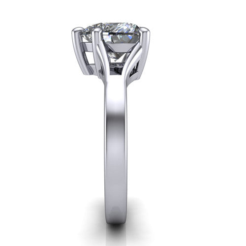 Savannah heart classic solitaire engagement ring in 14K White Gold with polished split shank, side profile showing the polished split shank