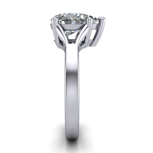 Savannah pear classic solitaire engagement ring in Platinum with polished split shank, side profile showing the polished split shank