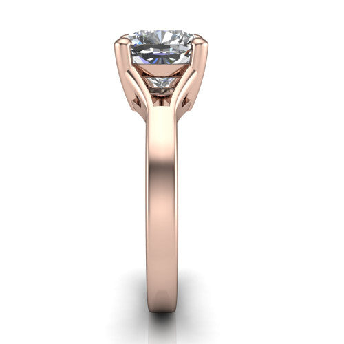 Savannah cushion classic solitaire engagement ring in 18K Rose Gold with polished split shank, side profile showing the polished split shank