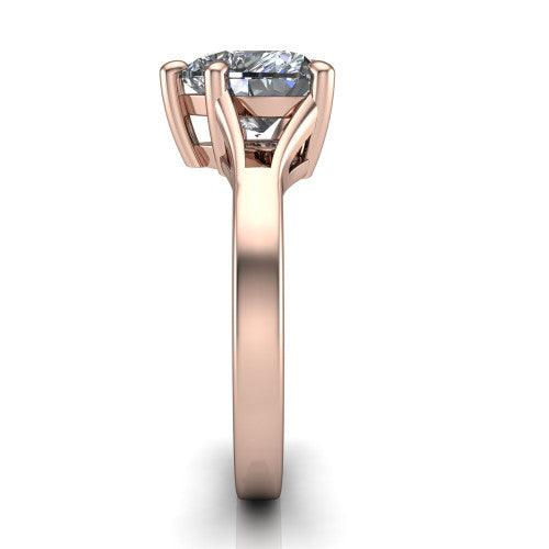 Savannah heart classic solitaire engagement ring in 14K Rose Gold with polished split shank, side profile showing the polished split shank