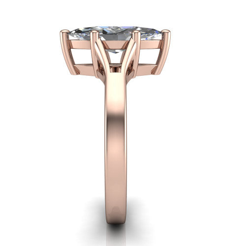 Savannah marquise classic solitaire engagement ring in 14K Rose Gold with polished split shank, side profile showing the polished split shank