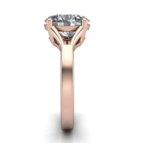Savannah oval classic solitaire engagement ring in 18K Rose Gold with polished split shank, side profile showing the polished split shank