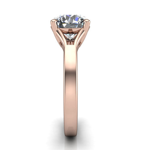 Savannah round classic solitaire engagement ring in 14K Rose Gold with polished split shank, side profile showing the polished split shank
