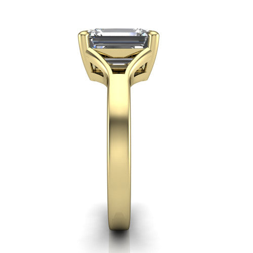 Savannah emerald classic solitaire engagement ring in 14K Yellow Gold with polished split shank, side profile showing the polished split shank