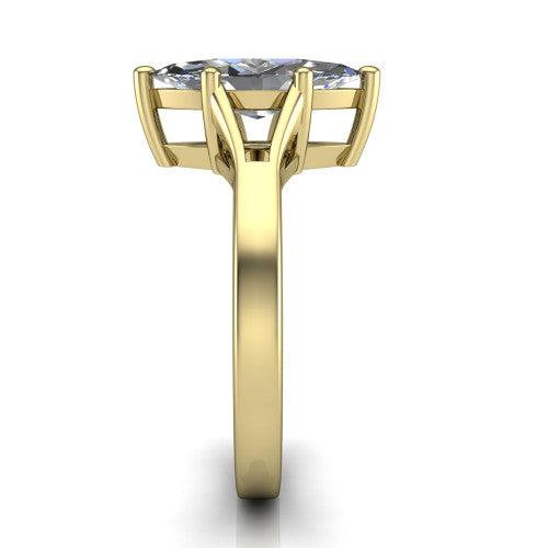 Savannah marquise classic solitaire engagement ring in 18K Yellow Gold with polished split shank, side profile showing the polished split shank