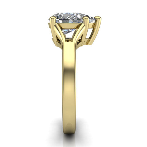Savannah pear classic solitaire engagement ring in 18K Yellow Gold with polished split shank, side profile showing the polished split shank