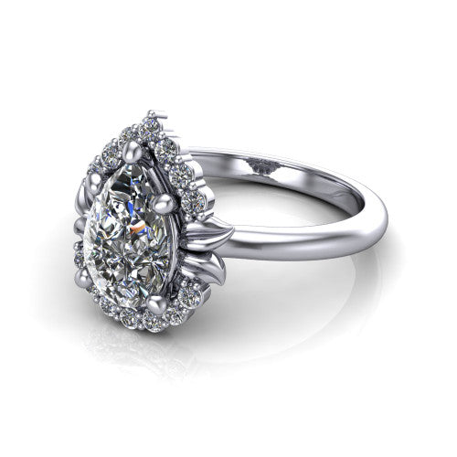 Ayla Pear Shape Halo Engagement Ring in Platinum