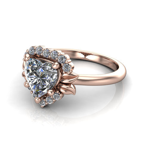 Ayla Heart Shape Halo Engagement Ring in 18K Rose Gold