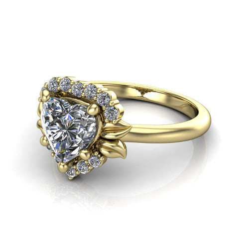 Ayla Heart Shape Halo Engagement Ring in 14K Yellow Gold