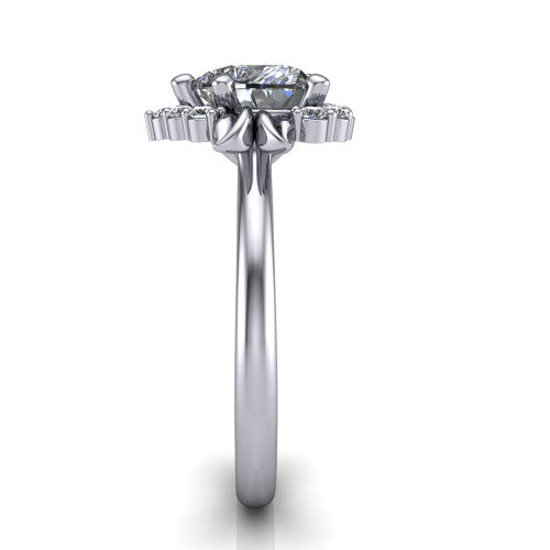 Ayla Heart Shape Halo Engagement Ring in 14K White Gold