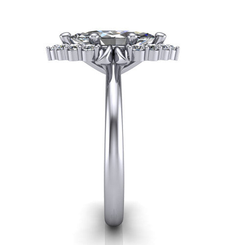 Ayla Marquise Shape Halo Engagement Ring in 18K White Gold