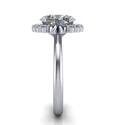 Ayla Oval Shape Halo Engagement Ring in 14K White Gold