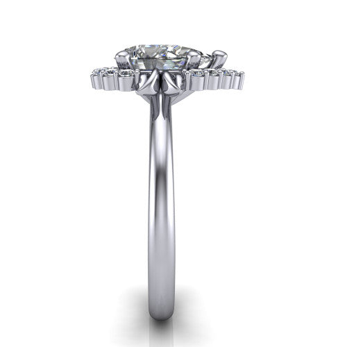 Ayla Pear Shape Halo Engagement Ring in 18K White Gold