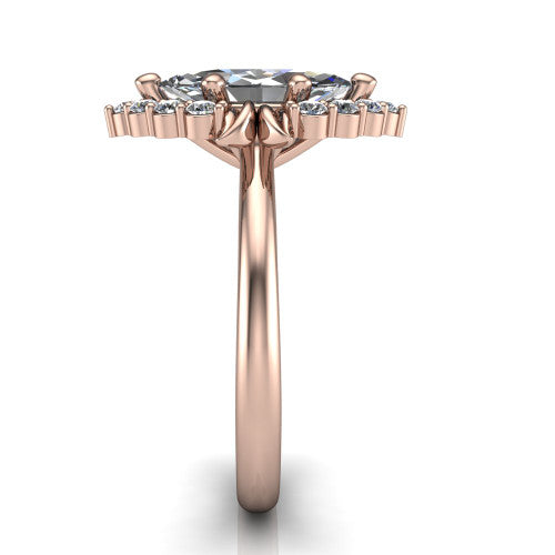 Ayla Marquise Shape Halo Engagement Ring in 14K Rose Gold