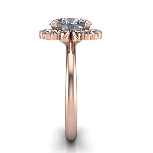 Ayla Oval Shape Halo Engagement Ring in 14K Rose Gold
