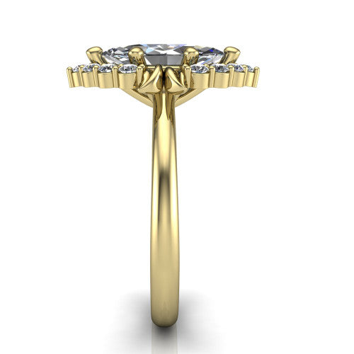 Ayla Marquise Shape Halo Engagement Ring in 18K Yellow Gold