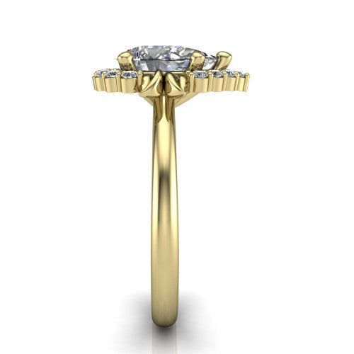 Ayla Pear Shape Halo Engagement Ring in 14K Yellow Gold
