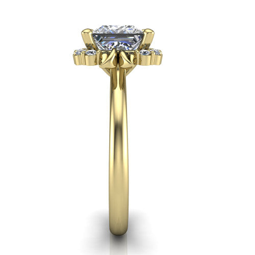 Ayla Princess Shape Halo Engagement Ring in 18K Yellow Gold