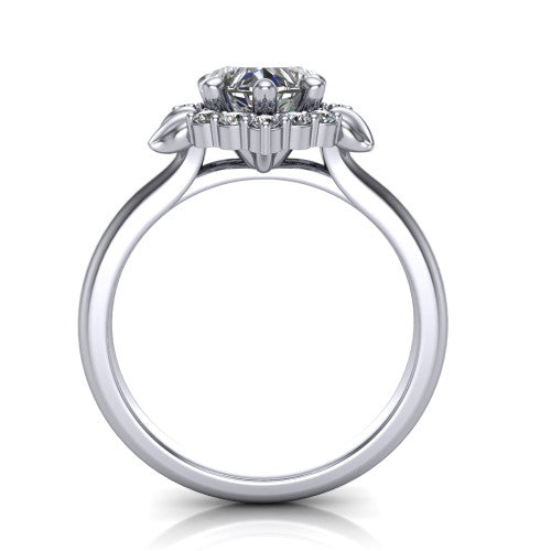 Ayla Heart Shape Halo Engagement Ring in 14K White Gold