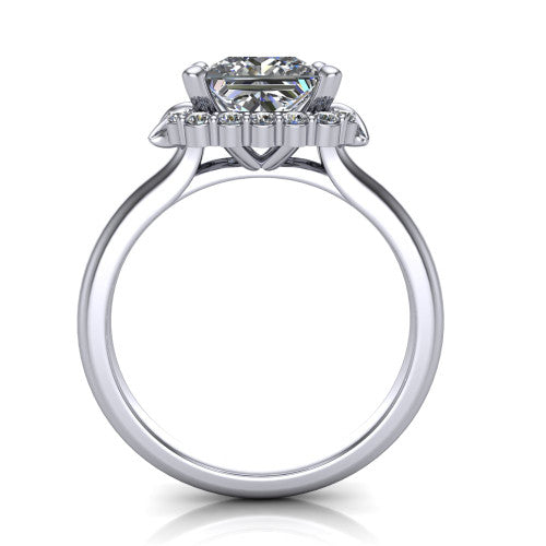 Ayla Princess Shape Halo Engagement Ring in 18K White Gold