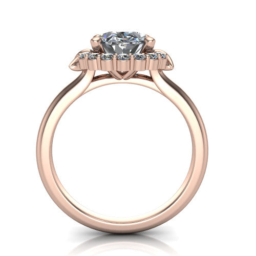 Ayla Oval Shape Halo Engagement Ring in 18K Rose Gold
