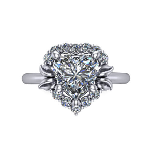 Ayla Heart Shape Halo Engagement Ring in Platinum