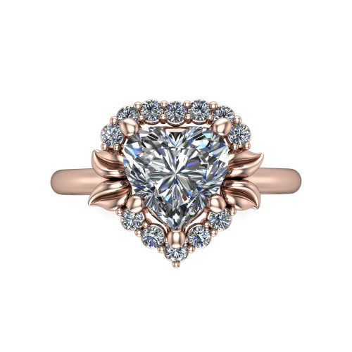 Ayla Heart Shape Halo Engagement Ring in 18K Rose Gold