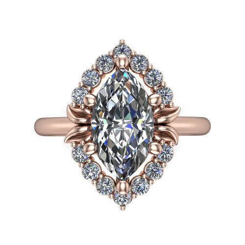Ayla Marquise Shape Halo Engagement Ring in 18K Rose Gold