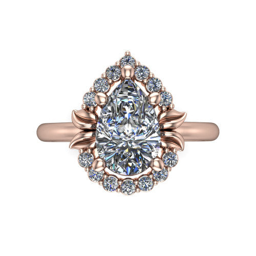 Ayla Pear Shape Halo Engagement Ring in 18K Rose Gold