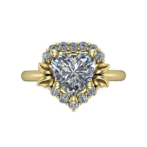 Ayla Heart Shape Halo Engagement Ring in 14K Yellow Gold