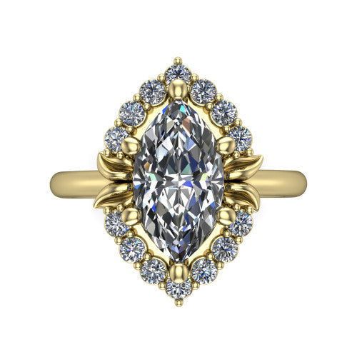 Ayla Marquise Shape Halo Engagement Ring in 18K Yellow Gold