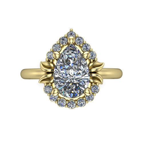 Ayla Pear Shape Halo Engagement Ring in 18K Yellow Gold