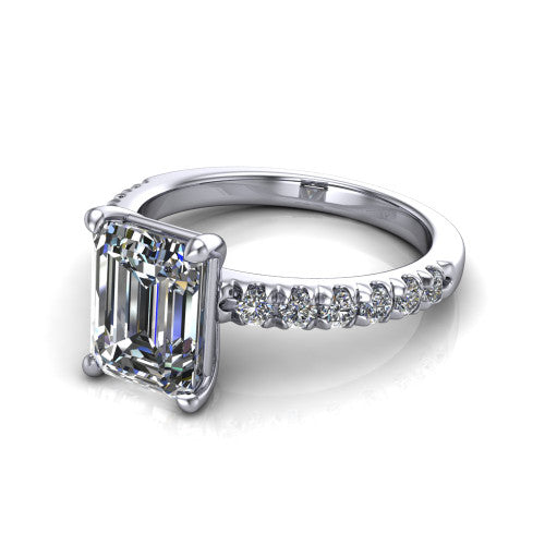 Ariana Emerald Shape Classic Engagement Ring in Platinum