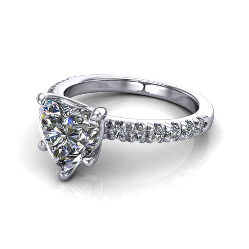 Ariana Heart Shape Classic Engagement Ring in 18K White Gold
