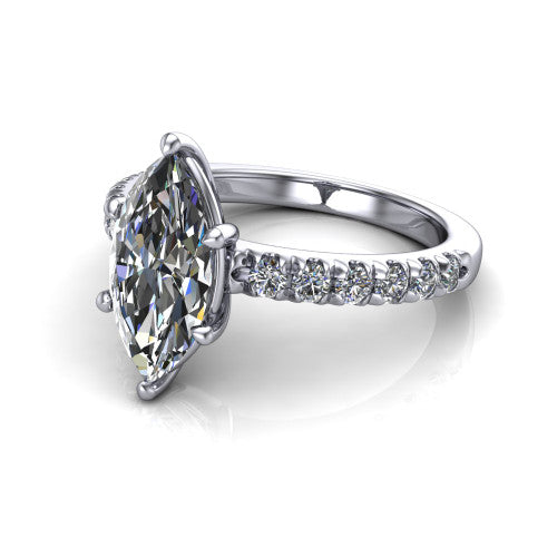 Ariana Marquise Shape Classic Engagement Ring in 14K White Gold