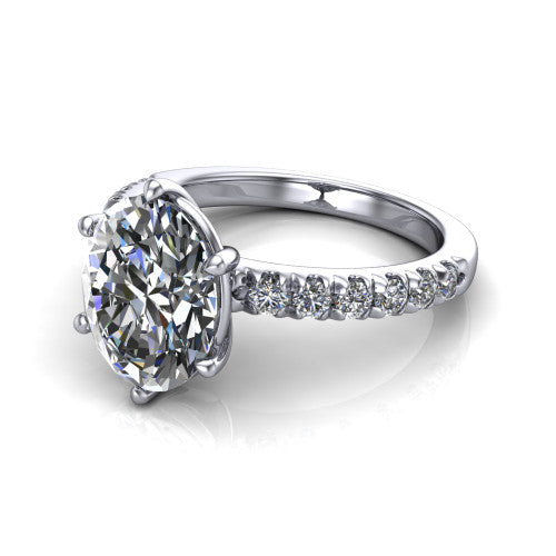 Ariana Oval Shape Classic Engagement Ring in 18K White Gold