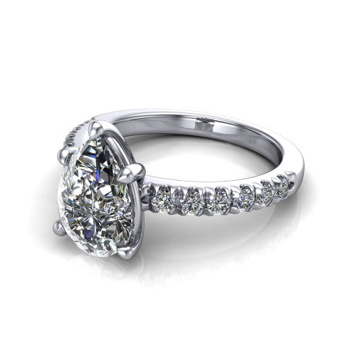 Ariana Pear Shape Classic Engagement Ring in Platinum