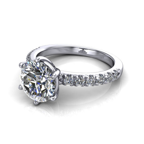 Ariana Round Shape Classic Engagement Ring in 14K White Gold