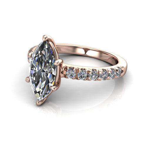 Ariana Marquise Shape Classic Engagement Ring in 14K Rose Gold