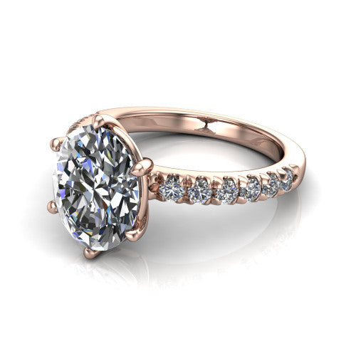 Ariana Oval Shape Classic Engagement Ring in 14K Rose Gold