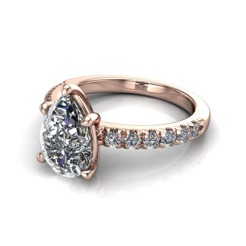 Ariana Pear Shape Classic Engagement Ring in 18K Rose Gold