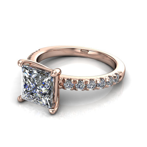 Ariana Princess Shape Classic Engagement Ring in 18K Rose Gold