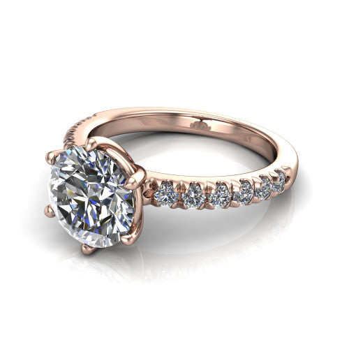 Ariana Round Shape Classic Engagement Ring in 14K Rose Gold
